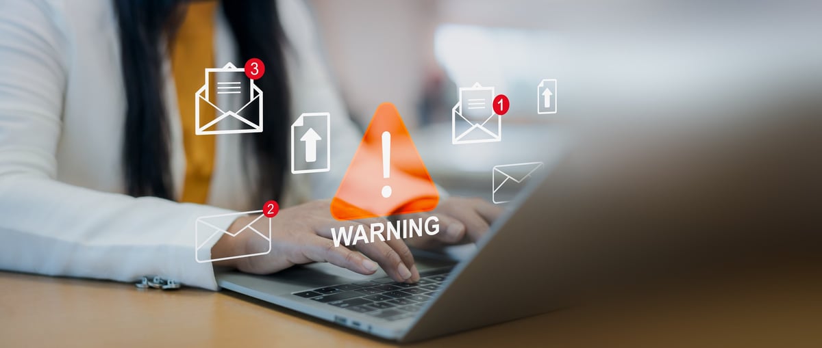 Alert Email phishing warning icon overlay